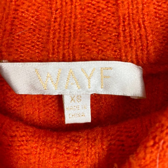 Wayf Miles Puff Sleeve Sweater Red Orange Rib Knit Turtleneck Stretch Cozy XS - Picture 6 of 8